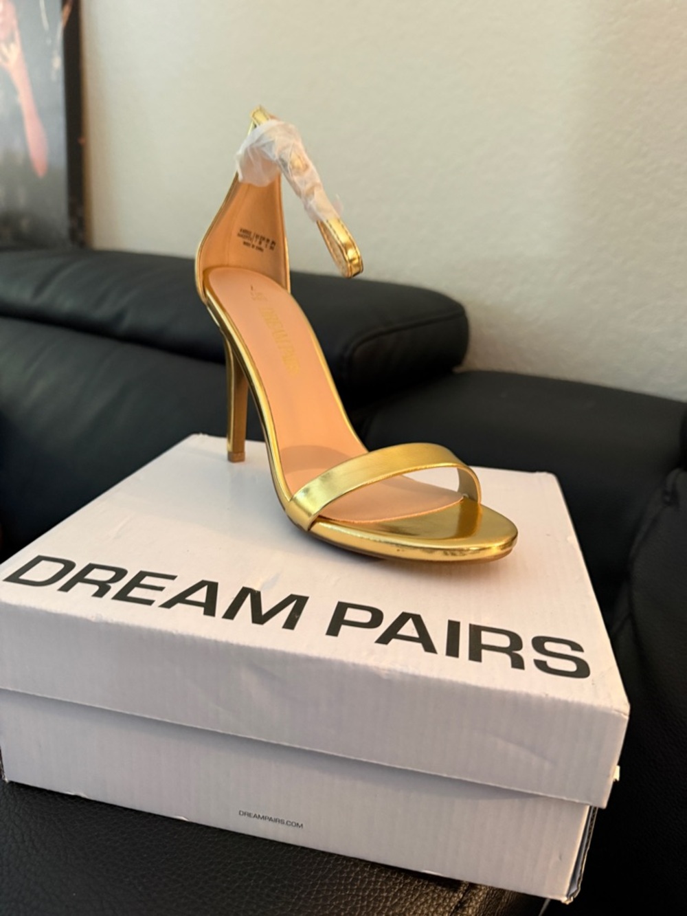 Dream Pairs Gold Metallic Ankle-Strap Stiletto Sandals